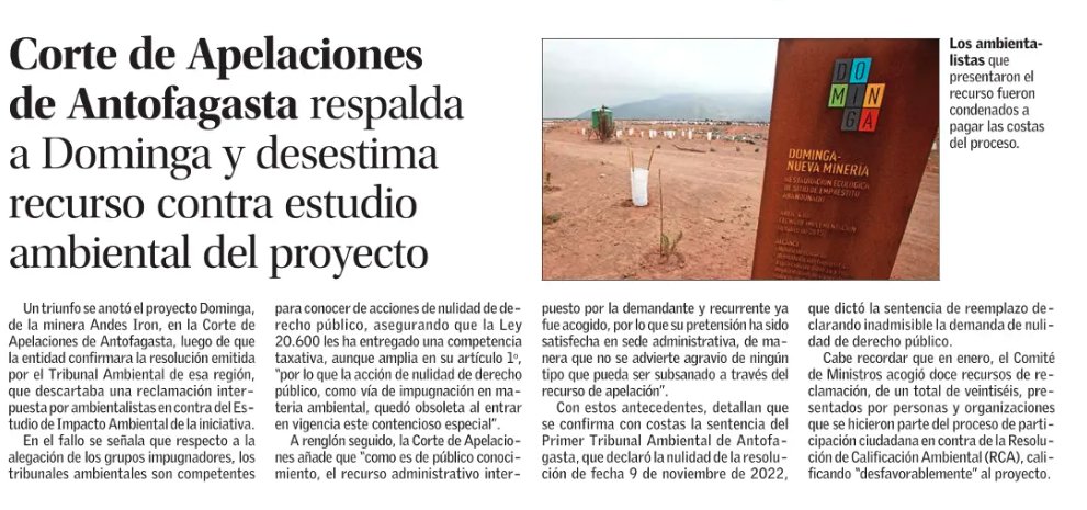 Un   triunfo para Dominga! Corte de Apelaciones confirmó el respaldo al proyecto y   condenó a los ambientalistas a pagar… Ahora háganse cargo #SíaDominga <a href="/1TAmbiental/">Primer Tribunal Ambiental</a> 

digital.elmercurio.com/2023/05/12/B/M…