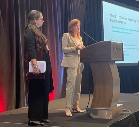 <a href="/DeniseAugustin1/">Denise Augustine</a> and Dr. Melanie Stewart representing the BC Ministry of Education and Child Care link us together as a network of educators that care, with initiatives that reflect taking action  collectively.  #noiie2023