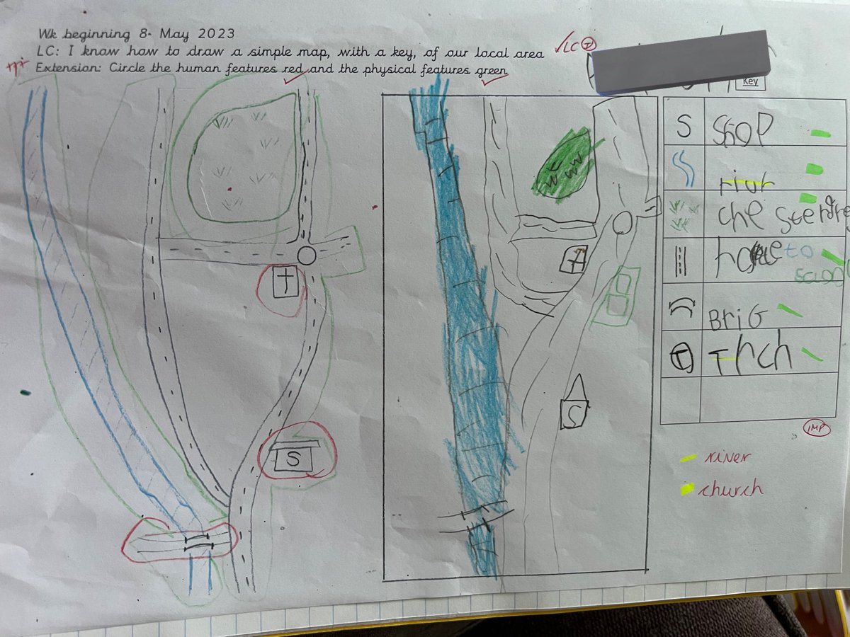 In our topic lesson this week we studied an aerial photograph of our local area to identify key landmarks and then created our own sketch map with the key features on our key. Great attention to detail class 4 @stmarysderby Which are human/ physical features?