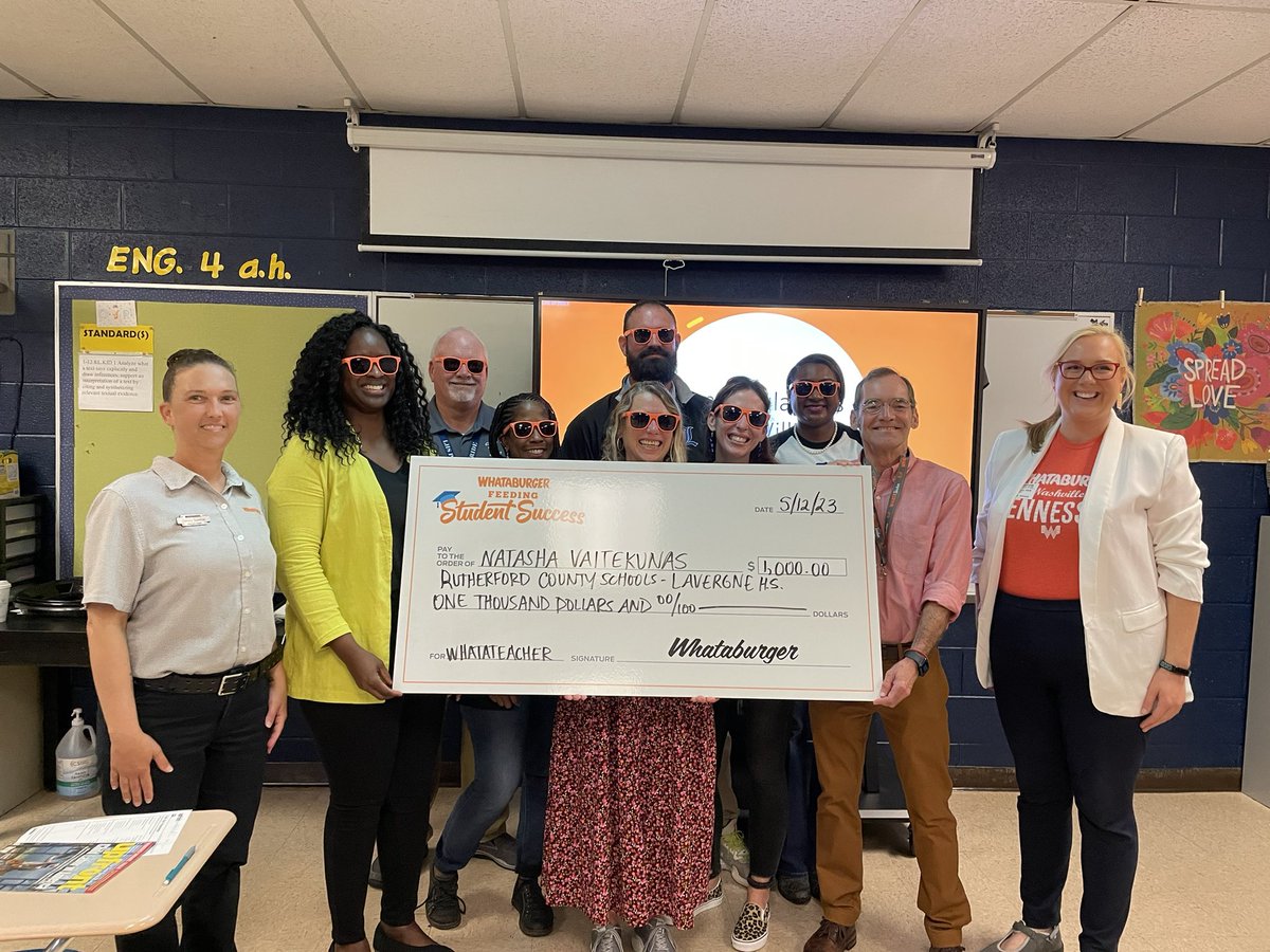 A huge thank you to <a href="/Whataburger/">Whataburger®</a> for awarding our amazing teacher Mrs. V-Willis with a check for $1000 to use in her classroom and tons of goodies and swag for her and her students! This could not go to a more deserving teacher! <a href="/DrHatchett_LHS/">Theowauna Hatchett</a>
