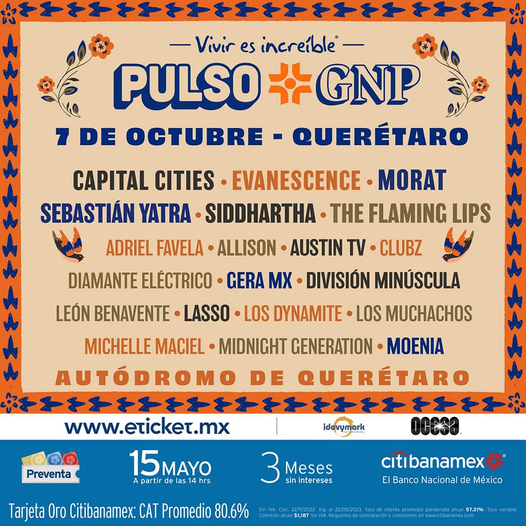 PolvoraRock's tweet photo. 🔥🔥🔥 Evanescence  y Flaming Lips  encabezan el Pulso GNP  en la tierra de los gallos blancos 😱 ¿Quién se va a lanzar? 🤔 https://t.co/ymrSznaCLX