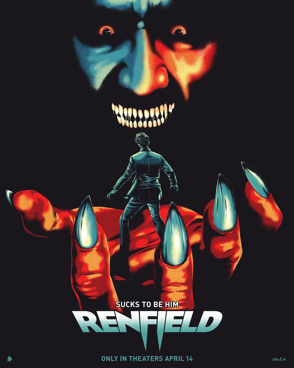 meokca_inc's tweet photo. Here is some of the art we created for @UniversalPics @renfieldmovie directed by @buddboetticher  Art by Poster Posse artists @markomanev @17thandOak @shimhaq This was such a fun project to "sink our teeth into." #posterposse X #universalpictures 
#alternativemovieposters #horror https://t.co/fvmxbxqaTz