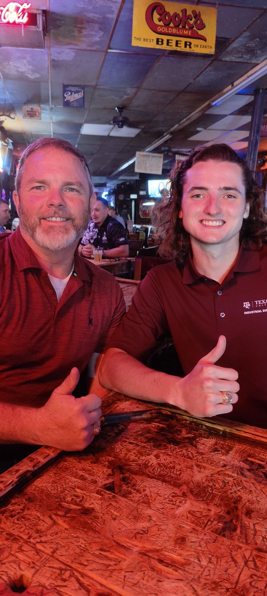 motojt's tweet image. Class of '92 &amp;amp; '22 last beer at the Chicken before both are former students.  Gig 'Em Aggies! #tamugrad #tamu #aggieengineering
