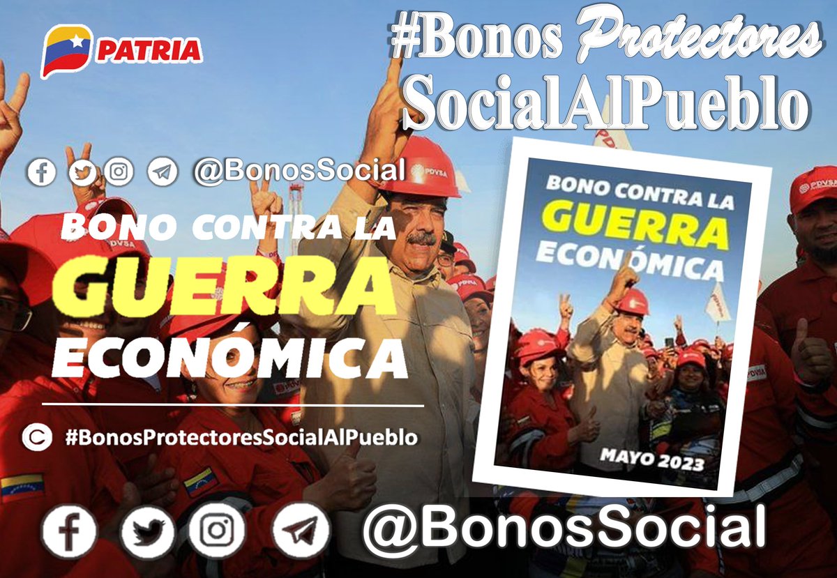 BonosSocial's tweet photo. 🚨 #ÚLTIMAHORA: Inicia la entrega del #BonoContraLaGuerraEconómica (mayo 2023) a través del Sistema @CarnetDLaPatria enviado por nuestro Pdte. @NicolasMaduro para los  trabajadores públicos activos.
 
✅ Monto en Bs. 750,00

@BonosSocial 
#DiplomaciaUniónYCrecimiento https://t.co/NUwOBR17Vs