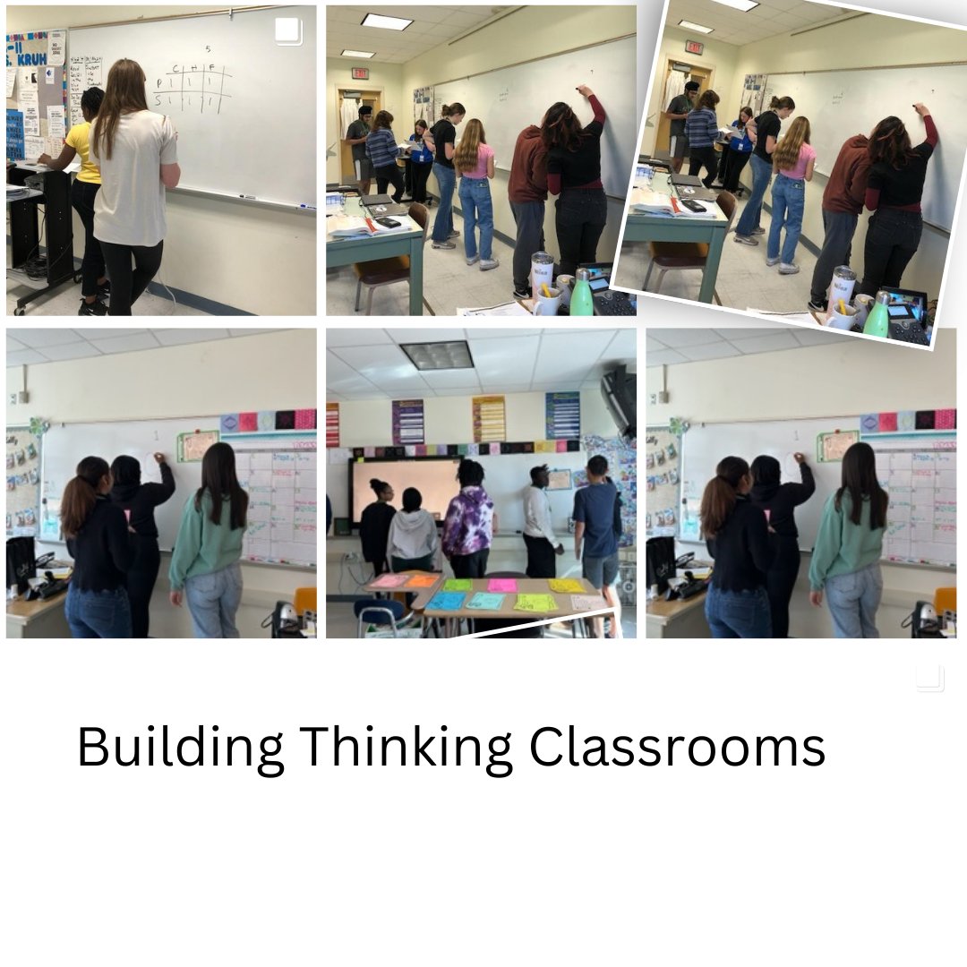 'Exciting news from Ms. Kruh and Ms. Kelly's classes - they're continuing to cultivate a Building Thinking Classroom! Developing critical thinking skills and thriving in this innovative learning environment. #BTC#CriticalThinking #InnovativeLearning'