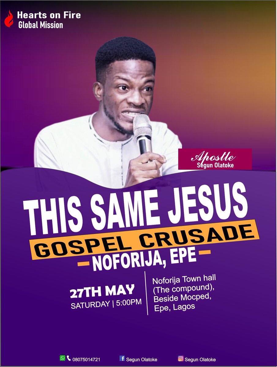 OlatokeSegun's tweet photo. The Power of God is effective today as it was in Bible day.

#epe #REVIVAL #apostolic #miracles #JesusSaves https://t.co/glhPHkY4RE