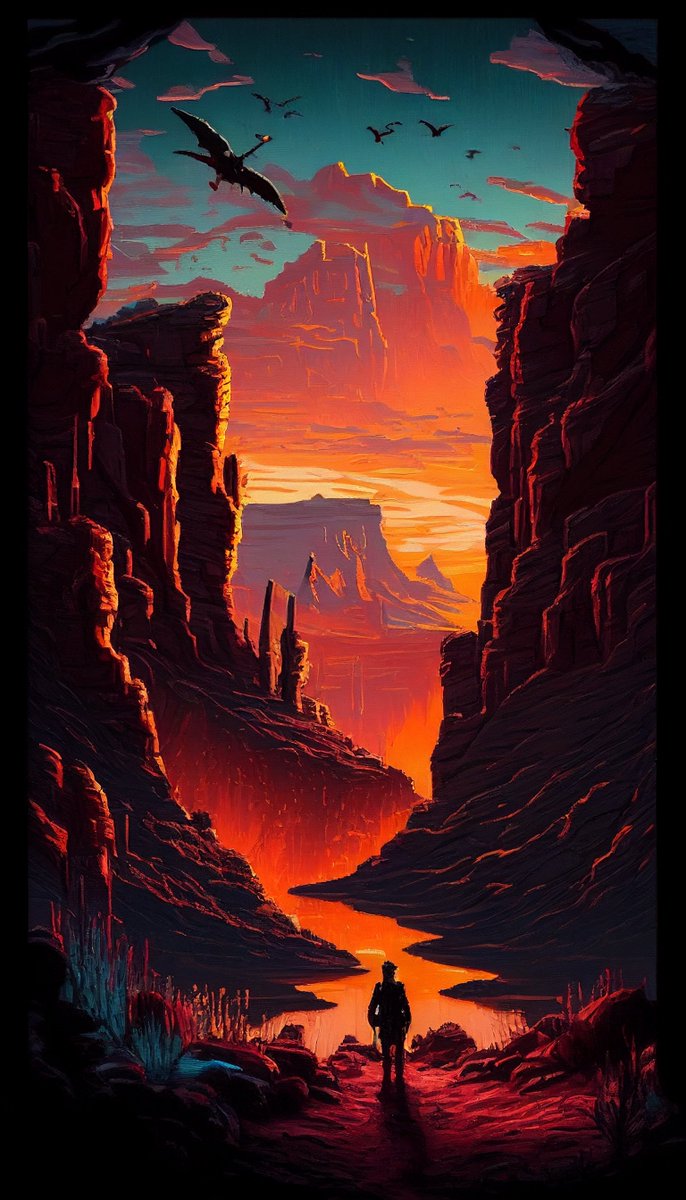 icopixelcraft's tweet photo. Desert Dreams: A Vibrant Sunrise Amidst the Sands via @artstationhq https://t.co/auHQGqUshS
#desertsunrise #desert #sand #sunrise #poster #posteridea #sahara #fantasy  #panorama #oil #landscape #mountains  #artwork #design #art #artist #originalartwork #designer #oilpainting https://t.co/Ptgt7gRfkb