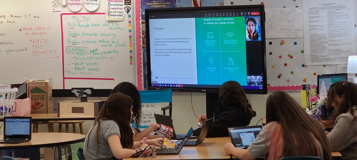 A student research project in <a href="/teachglobal24/">Audrey Green</a> Coding class to create a community service webpage in <a href="/codeorg/">Code.org</a> turned into an all-day QnA session.  <a href="/STrailMiddle/">Silver Trail Middle School - Home of the Mustangs</a> students in Coding and in global STEAM with <a href="/LynnLouis18/">Lynn Louis</a> spoke with leaders from <a href="/human_i_t/">Human-I-T</a> .