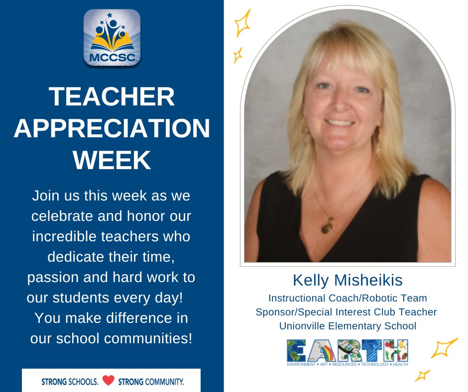 'She is the heart & soul of Unionville. She knows every students name in the school. She dedicates her day to helping the kids, helping the teachers, creating learning experiences. She was THE MOST innovative, creative, fun classroom teacher.' #iheartmccscteachers #taw2023