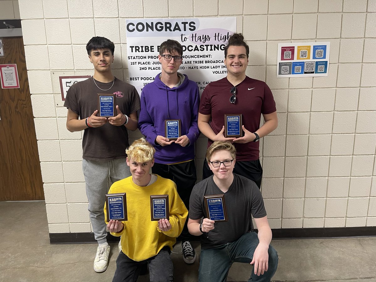 Congratulations to our Tribe Broadcasting team members for placing at the KAB student awards. Eric Lucio, Cooper Johnson, Kaden McBride, Jude Tippy and Colin Showalter.