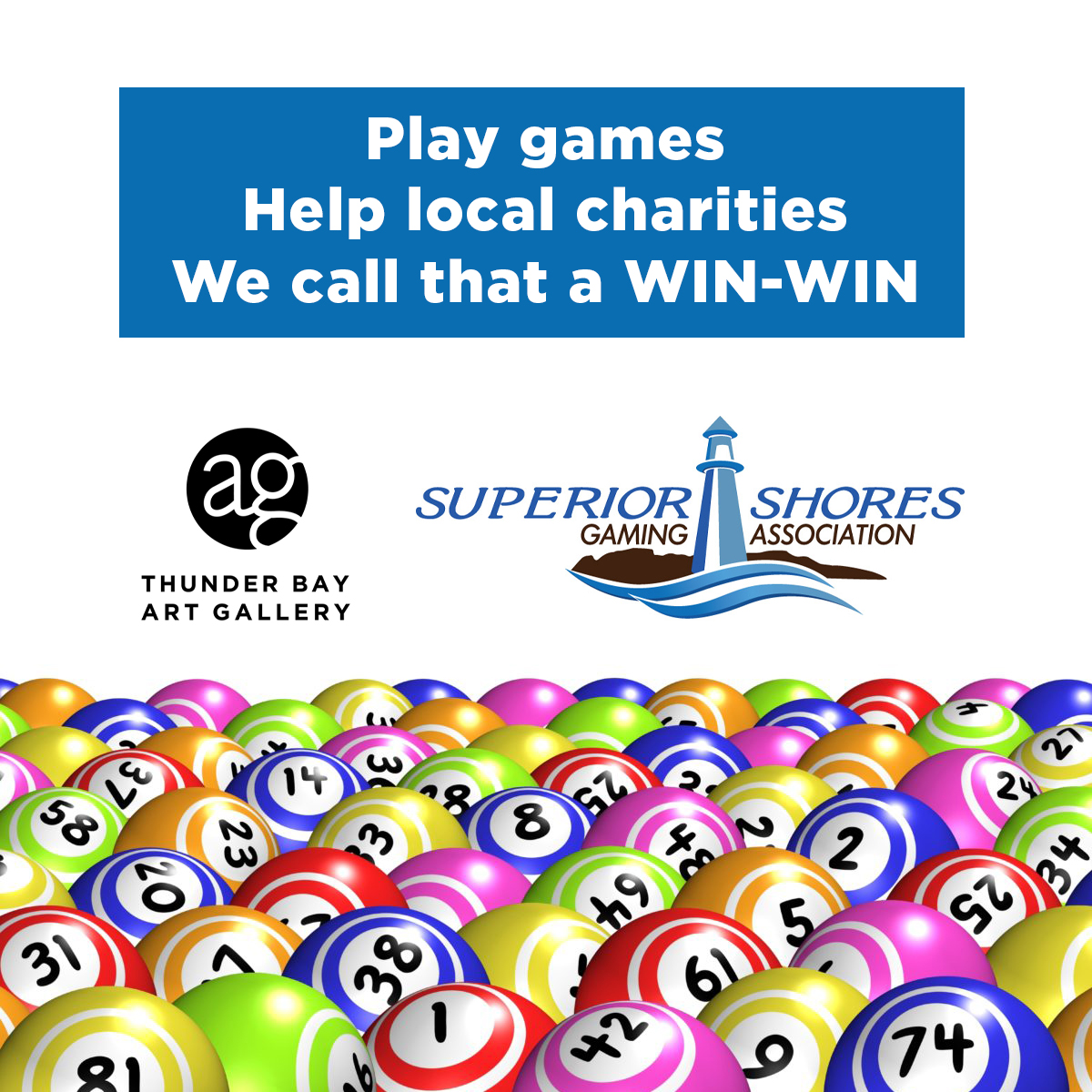 A big shout out to our partners at Superior Shores Gaming Association. Funds raised from gaming go towards the Gallery's exhibition and education programming. Our next Bingo is on Wednesday, May 31 from 11 am - 5 pm. When you play, we all win! superiorshoresgaming.com