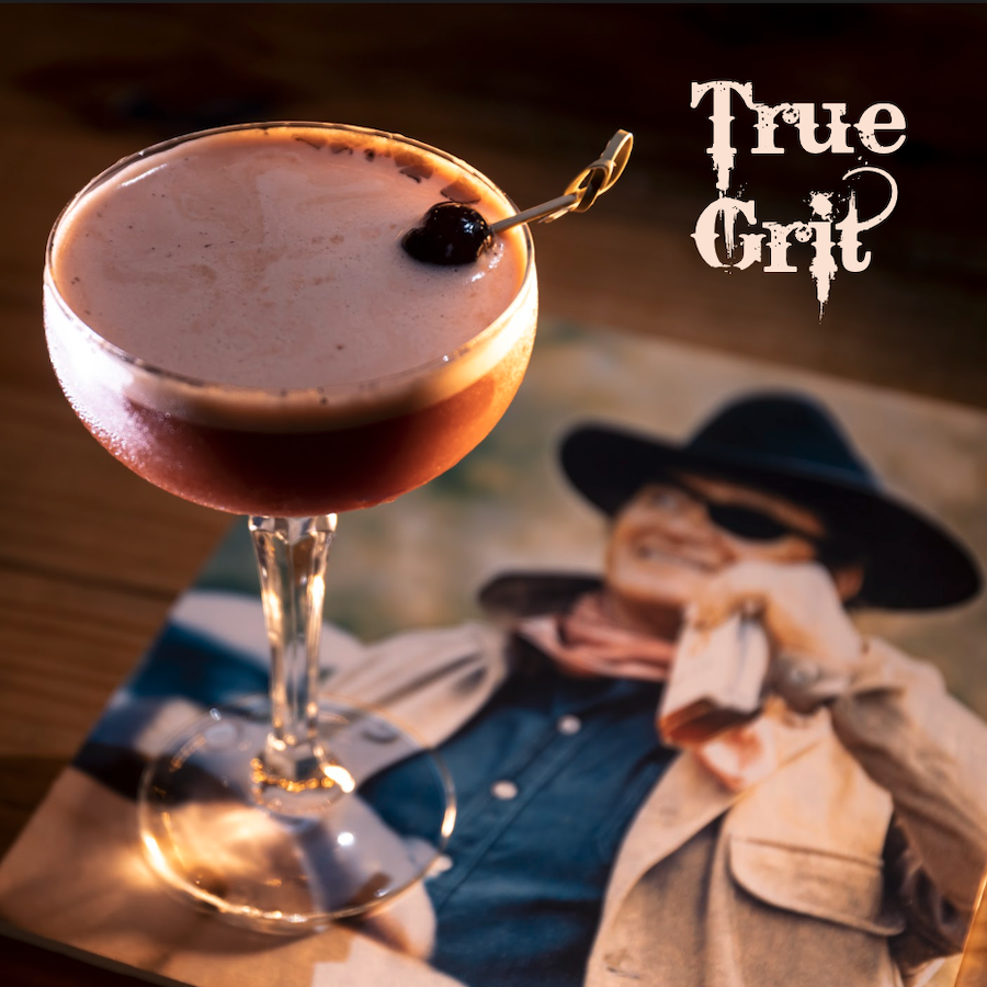 ThompsonsFTW's tweet photo. The Pro Bull Riding World Finals are in town, so ride into Thompson’s for our True Grit cocktail with rye whiskey, cherry liqueur, orgeat, lemon juice and applewood smoke. Grab that glass and see if you can hold on for 8 seconds! #truegrit #craftcocktails #pbr #thompsonsbookstore https://t.co/XXVG6s50Gp