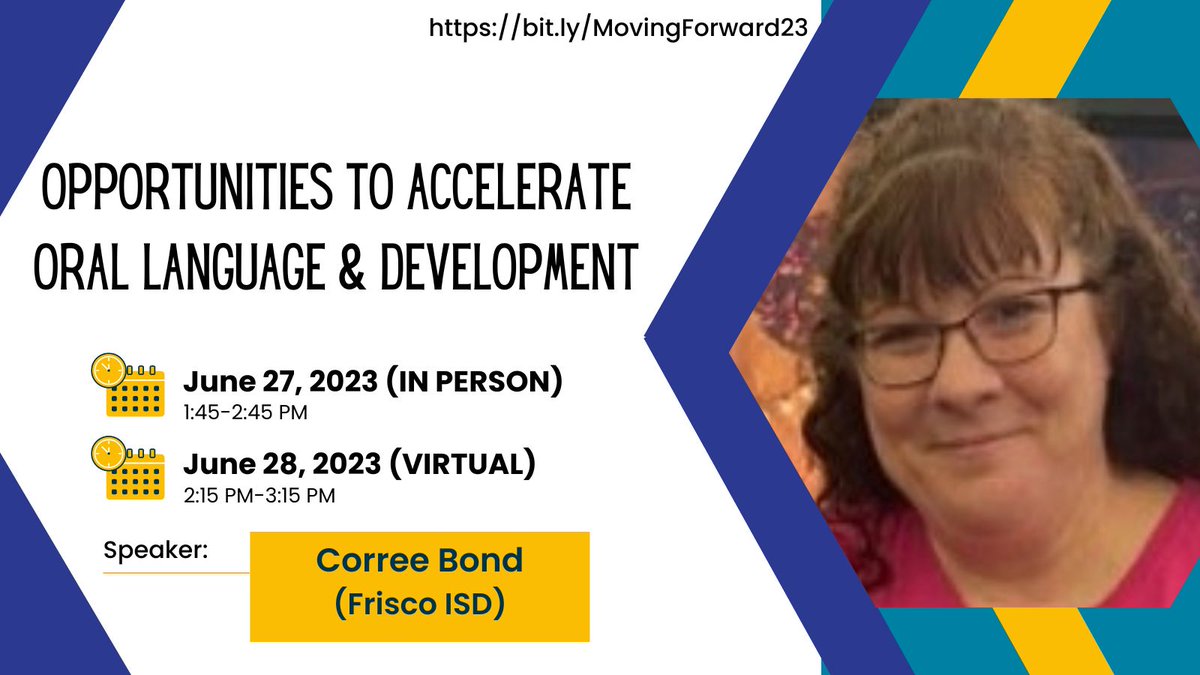 We are honored to have Corree Bond @CorreeCbond from Frisco ISD #FISDMadetoShine present IN PERSON and VIRTUALLY at our Multilingual Symposium as a thought leader on “Opportunities to Accelerate Oral Language Development” Register now!: bit.ly/MovingForward23 #MovingForward23