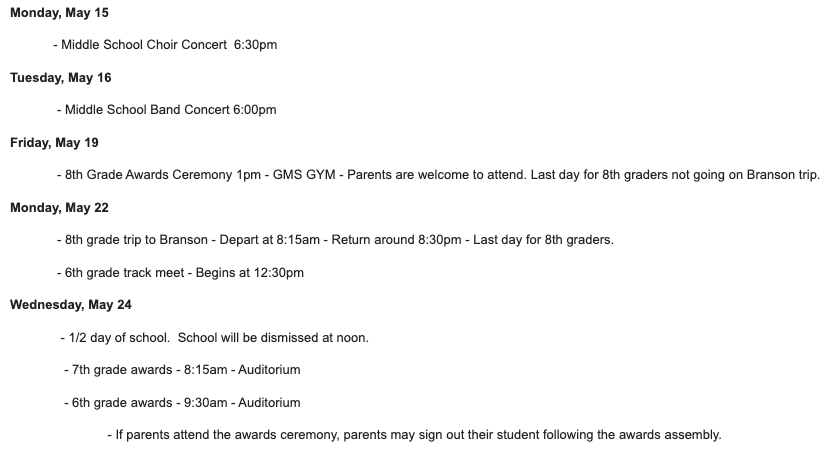 #248GMS
Important End Of Year Dates: