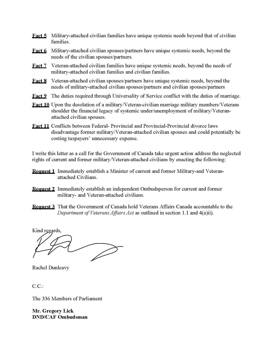 exmilspo's tweet photo. Today is the unofficial civilian spouse/partner of a military member/Veteran day of recognition.

Please:
1. Share this letter with your network
2. Write your local MP and MLA
3. Share your story in the comments

#militarydomesticcomplex #openletter #charterofrightsandfreedoms https://t.co/mhIbx3J6cc