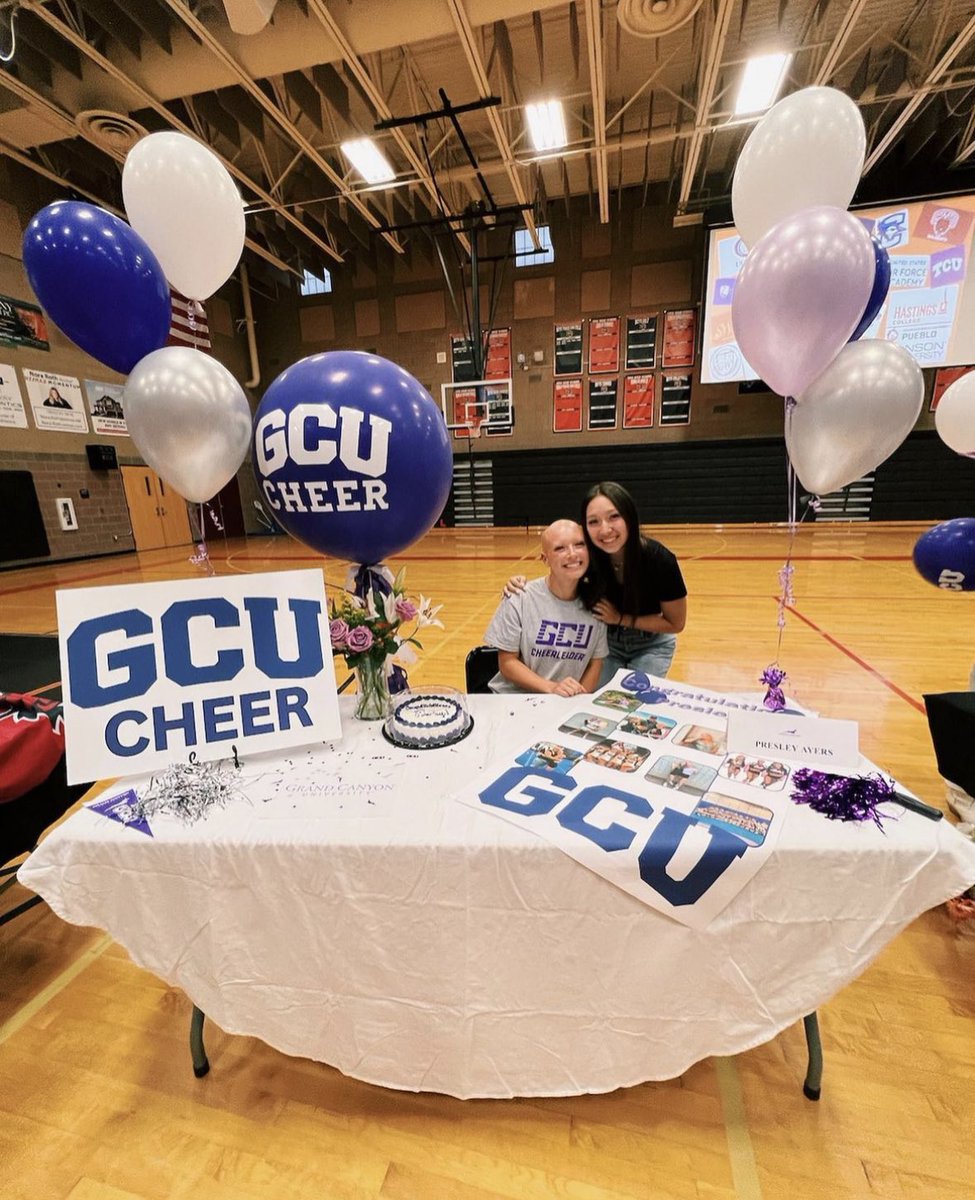 We’re so proud of senior Fashionista @ayers_presley for continuing her cheer career with @GCUCheerleaders! Congratulations! 💜 #TeamVarsity