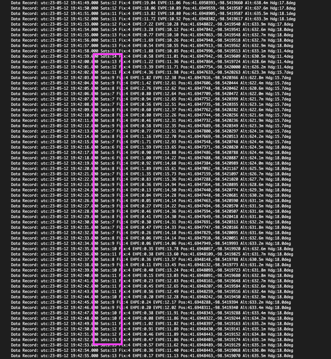 ChasinSpin's tweet photo. First interesting factoid to come out the Albion, NB Tornado today.  Tornadoes severely impact GPS reception, see the number of satellites acquired drop significantly as it passes.  Most likely combination of debris and moisture.  Always wondered about this, and now we know.  @ReedTimmerAccu @TwistedChasers
