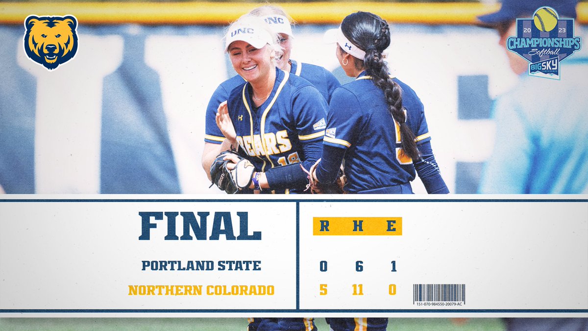 UNC_BearsSB's tweet photo. WE ARE HEADED TO THE BIG SKY CHAMPIONSHIP SERIES 😤

UNC rolls past PSU 5-0.

The Bears advance to play Idaho State at 1 p.m. Saturday with game two to follow at 3 p.m. (Bears need to win both games to claim the title)

#GetUpGreeley 🐻🥎 https://t.co/Gtsf8c5D9l