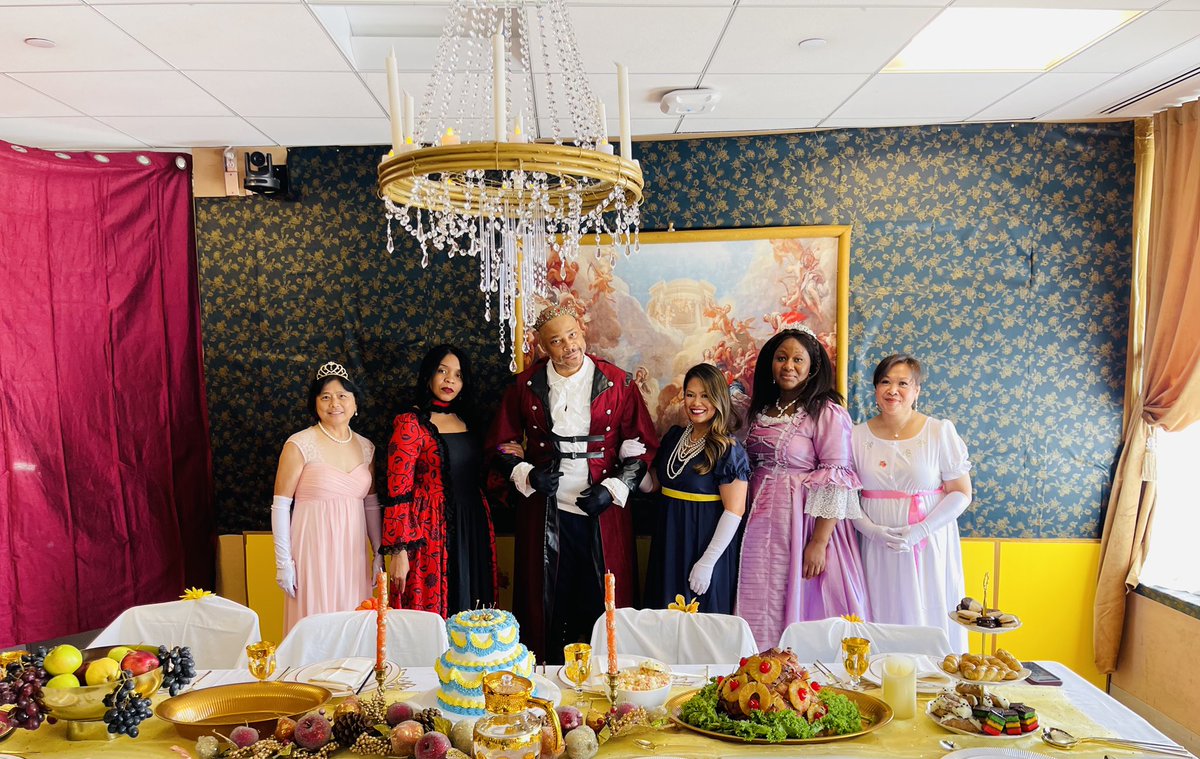 charmbarreto_rn's tweet photo. As part of “Taste of NYP- Eras Tour” we decided to go back in the Regency Era BRIDGERTON! 👸🤴we had so much fun eating and dancing like Royals! #HIP13 #Endoscopy #staffengagement #wehadaballliterally @ShirleyBeauvai2 @Mary_Cassai 👑 https://t.co/mlgRfHFvWz