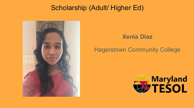 mdtesol's tweet photo. Congratulations to Xenia Diaz - winner of our Adult/Higher Education Scholarship! We can't wait to see your future accomplishments!
#MDTESOL #SPRINGDINNER https://t.co/ClTHhOV6jP