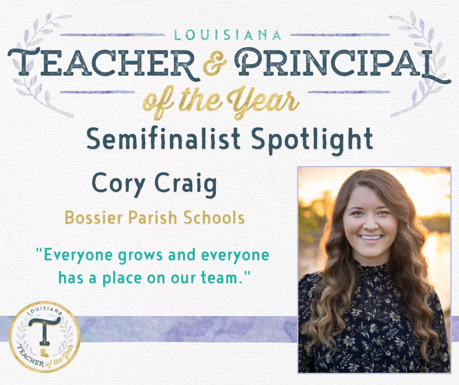 We're celebrating teachers throughout May. Benton Intermediate School music teacher Cory Craig is a Louisiana Teacher of the Year semifinalist. She believes music has a positive impact in the classroom & beyond. #LAExcellentEducators @Bossier_Schools #LaEd
