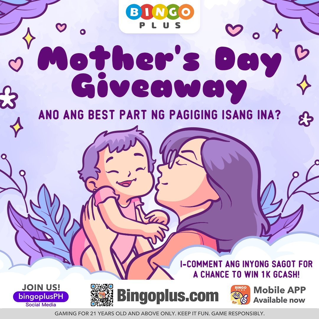 Bingoplusph's tweet photo. Pa-early treat ni BingBing para sa mga mommies!

I-COMMENT lamang ang inyong sagot sa tanong na ito, pagkatapos, i-click ang link na ito para sa iyong giveaway entry 💜

https://t.co/6nhBhPhPJG

#BingoPlus #BingoSaSayaPlusSaPanalo #BPMothersDayGiveaway https://t.co/LwnRwXsNuT