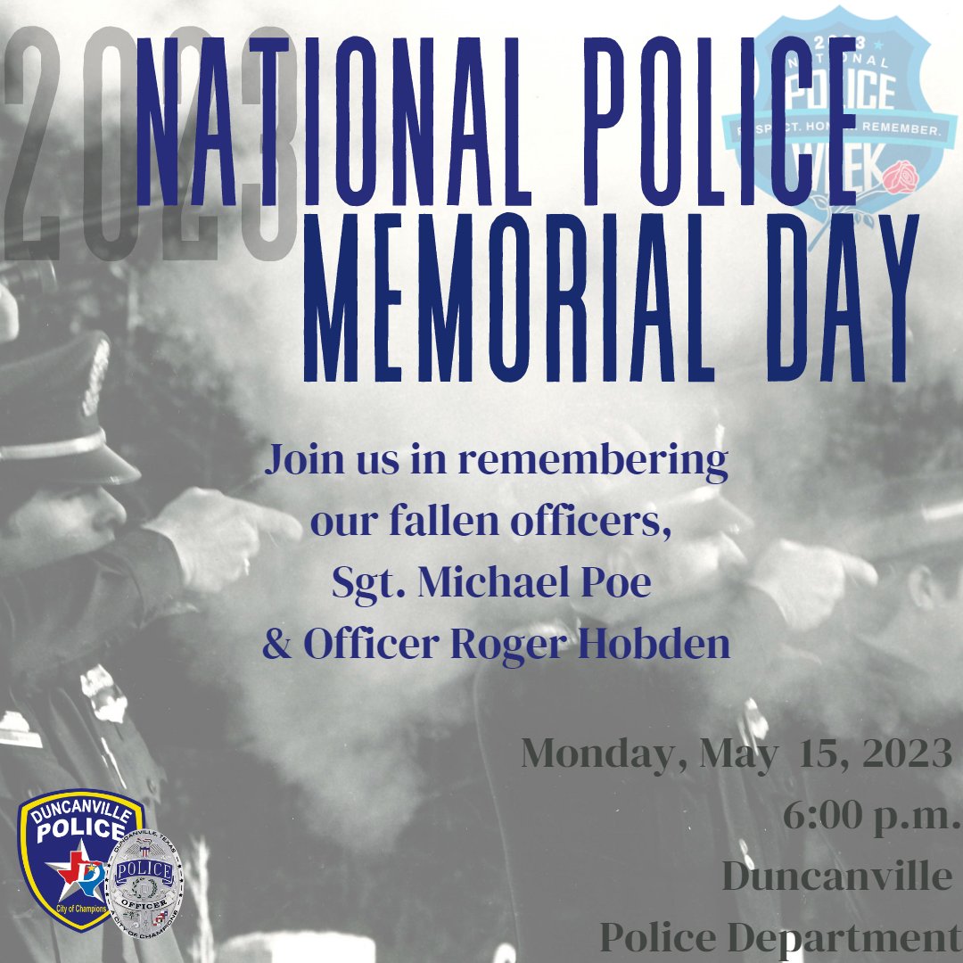 Join us in remembering our fallen officers, Sgt. Michael Poe &amp; Officer Roger Hobden.

#cityofchampions #duncanville #duncanvillesfinest
