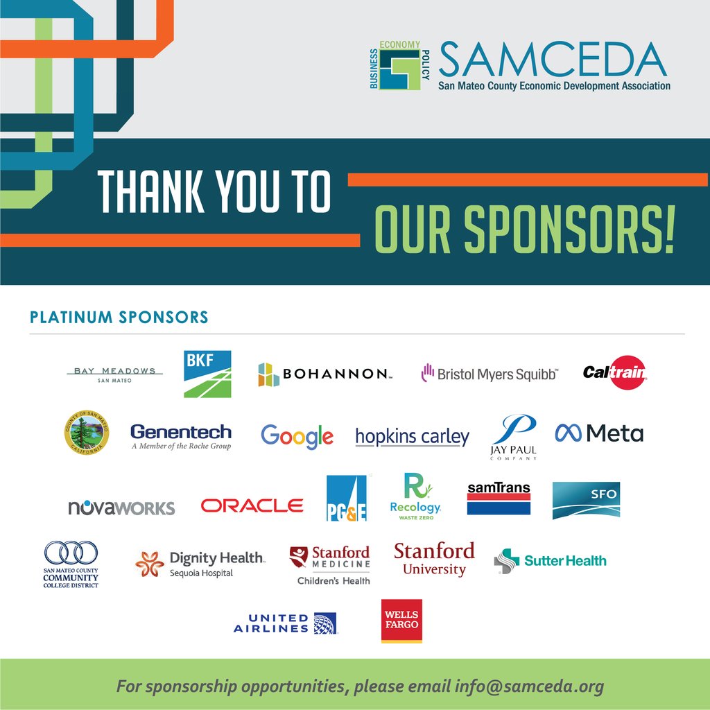 SAMCEDA's tweet image. 👥Join #SAMCEDA for our Annual Meeting featuring #THREDTalks and our 70th anniversary celebration!

🙌Thank you to our sponsors!

🗓️Date: Tuesday, June 6⁠
⏰Time: 3:00PM - 6:00PM⁠
📍Location: @sanmateoevntctr
🎟️Tix:bit.ly/40VknRV
⏳️Get tix by Wednesday, May 31