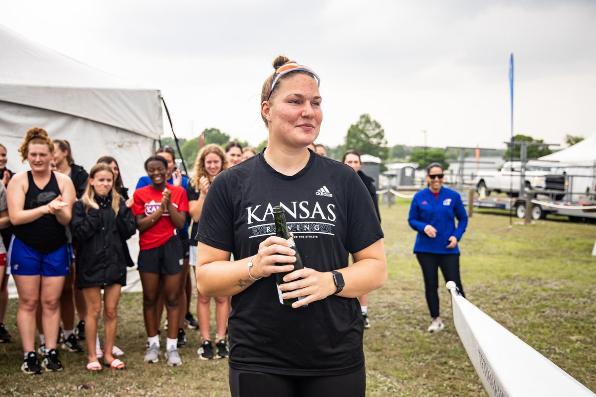 KU_Rowing's tweet photo. Introducing our newest boat, named by Katia Ustiuzhanina in honor of her mother Tetiana, a three-time Olympian! https://t.co/O9GTzejKid