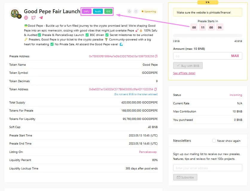 pinkecosystem's tweet photo. 🔥Congratulations to the Good Pepe team on successfully obtaining their #Safu badge.

👉 In order to obtain the Safu badge, #private sale can not be greater than 10% the #Presale price

🚀 Check them out below:

https://t.co/9UccnedJlt https://t.co/sirsdHFNji
