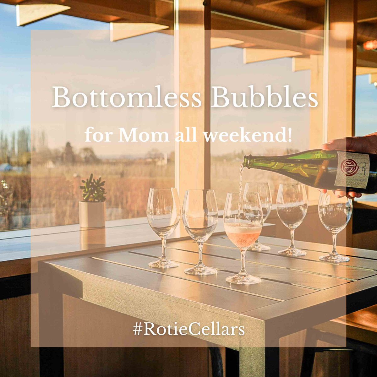 RotieCellars's tweet photo. Happy Mother’s Day Weekend to all the special ladies out there! This Saturday and Sunday, all moms will enjoy complimentary bottomless bubbles at the Rocks! 🥂💞✨ #RotieCellars #HappyMothersDay #WAwine https://t.co/l8UhkWN37D