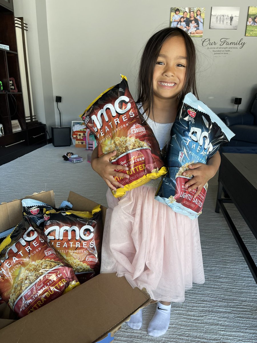 SariErnest's tweet photo. @CEOAdam My girls enjoy the AMC Perfectly Popcorn 
So glad they’re available now https://t.co/qbm92BVB58