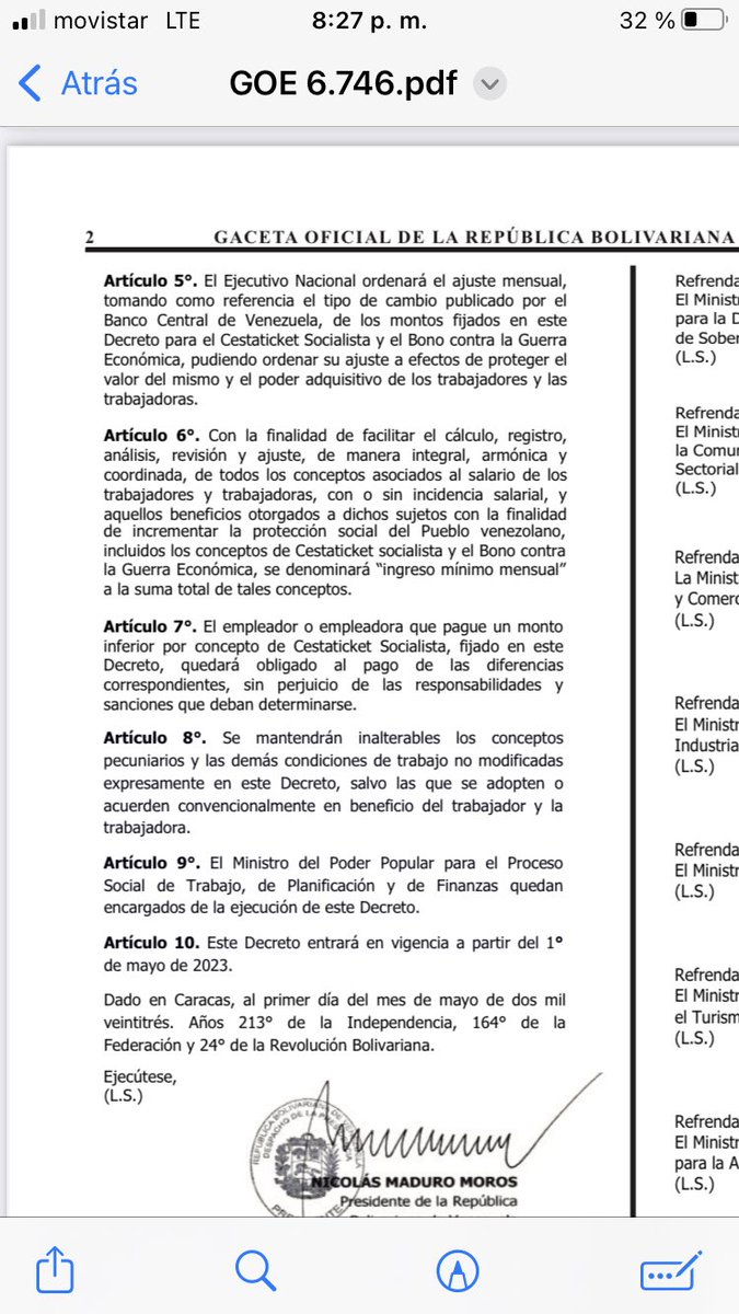jojagarcia's tweet photo. Decreto No 4.805, mediante el cual se establece el Aumento del Ingreso Mínimo Mensual para la Protección del Pueblo Venezolano. @PwC_Venezuela @azevedopaixao https://t.co/fLHb2Iivqs