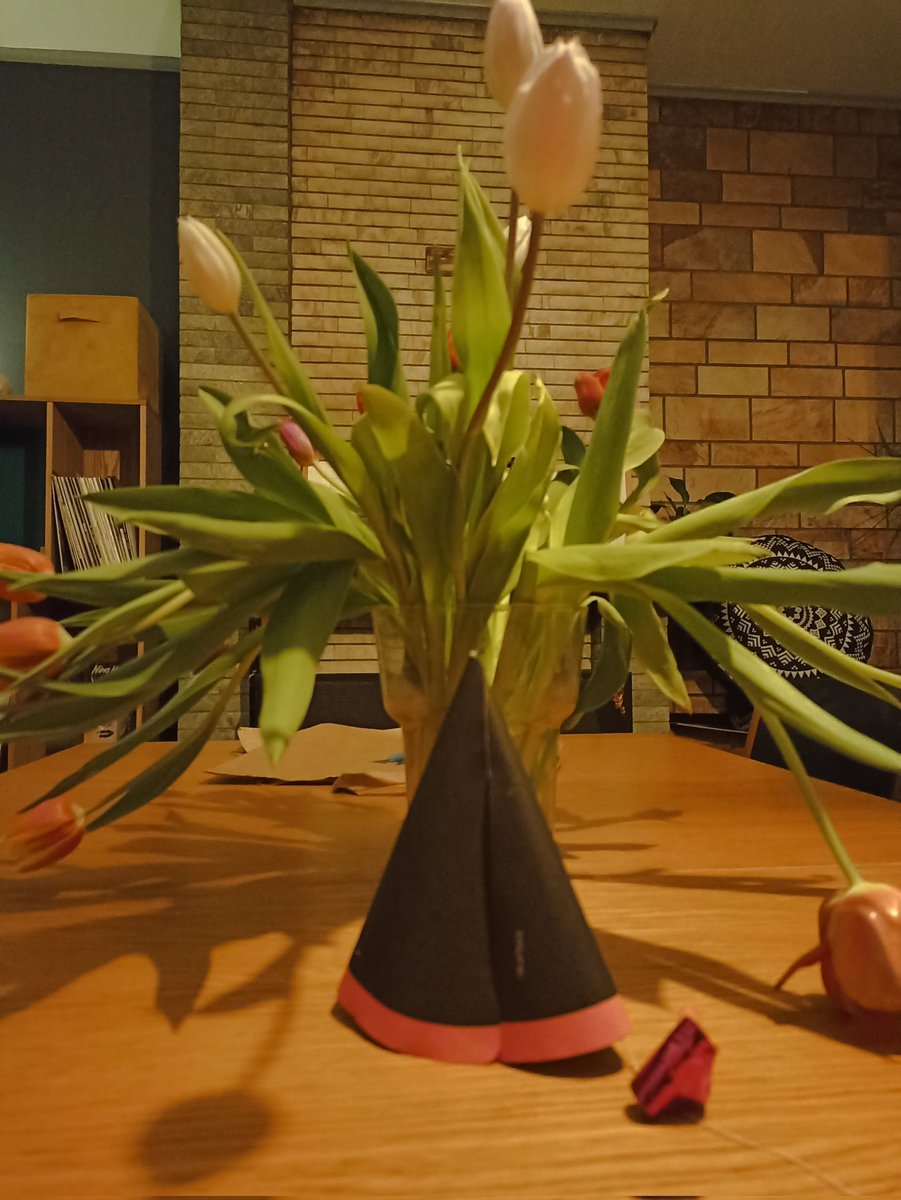 tinemoniek's tweet photo. Vandaag vier ik het besef dat zelfs de tulpen in huis aan weekendhangen toe zijn. #365dagenvanvieren #dag73 https://t.co/W5nRaNwXWq