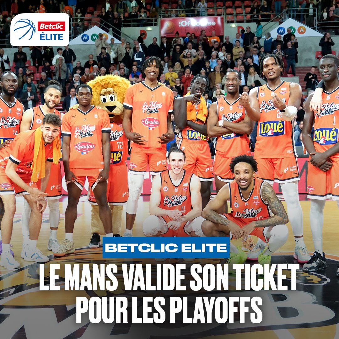 Betclic_ELITE's tweet photo. Avec sa victoire à Monaco, Le Mans est officiellement qualifié pour les #PlayoffsBetclicELITE 🙌🦁 https://t.co/jOKUn7lhLM
