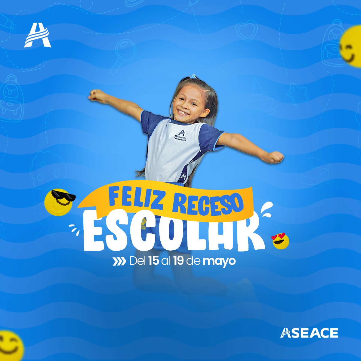 🎉¡Feliz receso escolar!🤩
✨ Del 15 al 19 de mayo, nuestros alumnos disfrutarán de una merecida semana de descanso, por su esfuerzo y dedicación en el I bimestre. 💪

#RecesoEscolar #receso #EstoEsEA