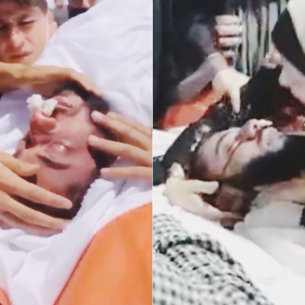 حين دخلتَ لي مسجّى ..
همستُ في أذنك كلامًا كثيراً كان آخره "أنا عارفة إنك بتسمعني"..
نزفتَ حينها..
 وقد كان بيدي منديل ورقي قد "تنغنغ"بدمعي ..
قسمتُهُ وأعطيته لأخي ليسُدّ فيه منفذيْ النزيف في أنفك ..
دُفنتَ به .. بدمعي وقلبكِ الممتلئ بي ..
ومنذ ذلك الحين وكلما نمتُ باكية ..أراك !