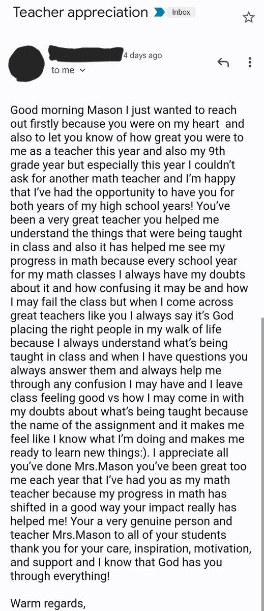 This SY has been pretty rough for me emotionally. I'm currently on bereavement &amp; I'm really missing my students. I've received a few emails to acknowledge me during #TeacherAppreciationWeek. The messages really touched my ❤️  especially b/c they are thinking of me in my absence.