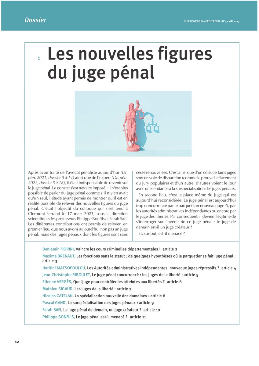 Farah Safi (@farah__safi) on Twitter photo Les actes du colloque sur les nouvelles figures du juge pénal dans la Revue Droit pénal (n°5) ! Merci aux auteurs pour la qualité de leur travail, à <a href="/BonfilsPhilippe/">Philippe Bonfils</a> pour le plaisir d'organiser ensemble cet évènement, et à <a href="/Raoultfabrice/">fabrice Raoult</a> pour sa confiance.<a href="/CmhUca/">CentreMichelHospital</a> <a href="/ldpsc_aix/">LDPSC (EA 4690)</a> Les actes du colloque sur les nouvelles figures du juge pénal dans la Revue Droit pénal (n°5) ! Merci aux auteurs pour la qualité de leur travail, à <a href="/BonfilsPhilippe/">Philippe Bonfils</a> pour le plaisir d'organiser ensemble cet évènement, et à <a href="/Raoultfabrice/">fabrice Raoult</a> pour sa confiance.<a href="/CmhUca/">CentreMichelHospital</a> <a href="/ldpsc_aix/">LDPSC (EA 4690)</a>