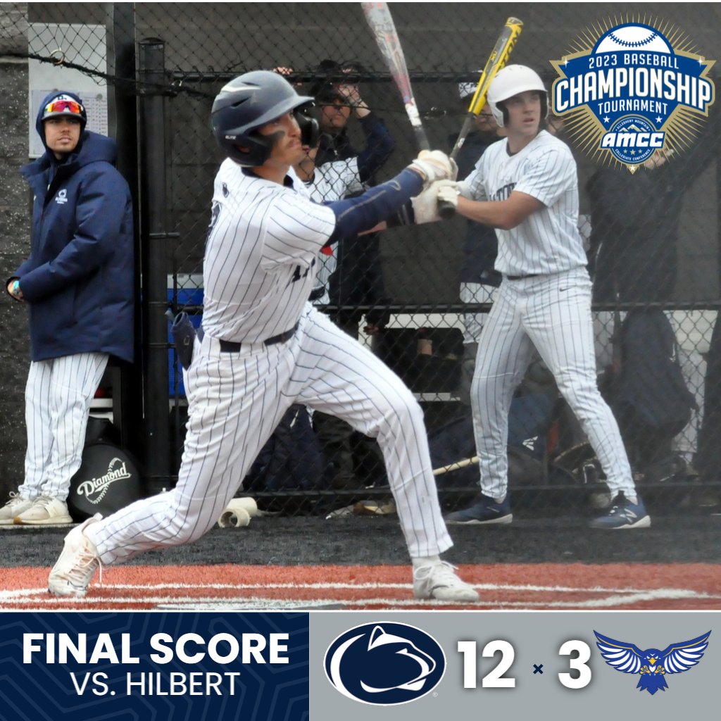 CHAMPIONSHIP BOUND!

Penn State Altoona baseball's AMCC Tourney run continues with a 12-3 victory over Hilbert this afternoon in Alfred, N.Y., giving the Lions a berth to the conference championship tomorrow at 11 a.m. against the winner of today's Alfred St./Hilbert game.

#d3b