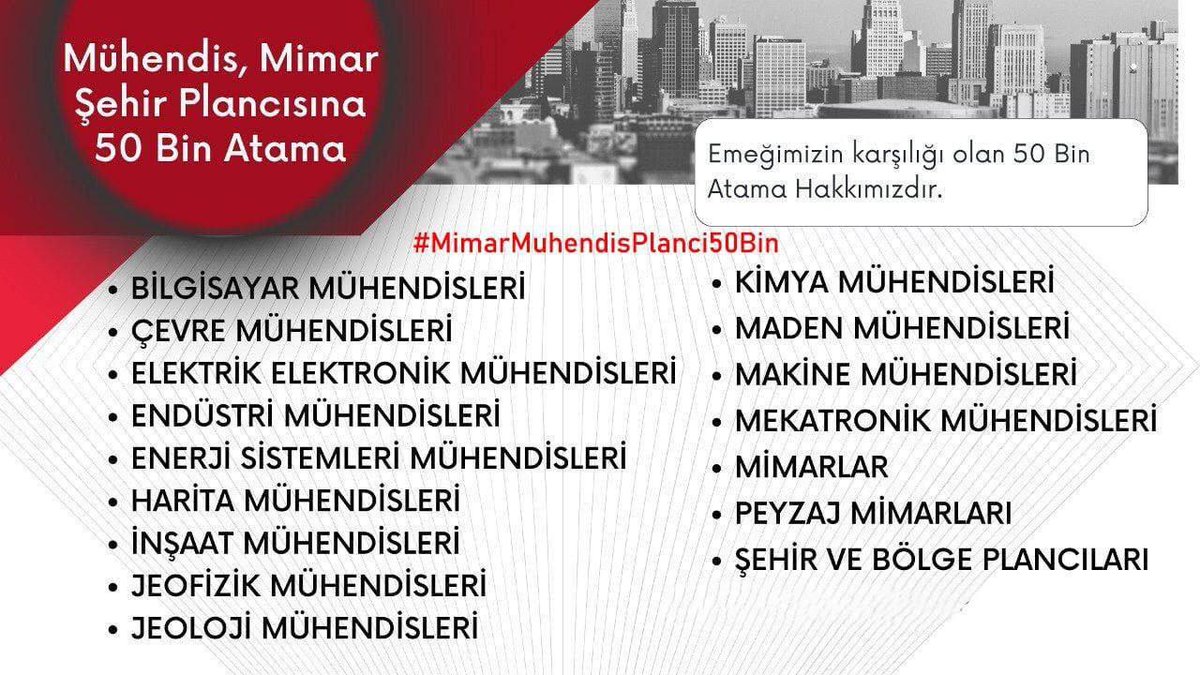 karahanli_48's tweet photo. Mühendisler, mimarlar ve şehir plancıları atama bekliyor. Söz konusu mühendisler olunca sadece ziraat mühendisleri zikrediliyor. Diğer mühendislik branşlarının, mimarların ve şehir plancılarının atama talepleri neden gözardı ediliyor?
@FOXhaber 
@dogansenturk  
 #LiderlerFOXta https://t.co/GEsfOk08um
