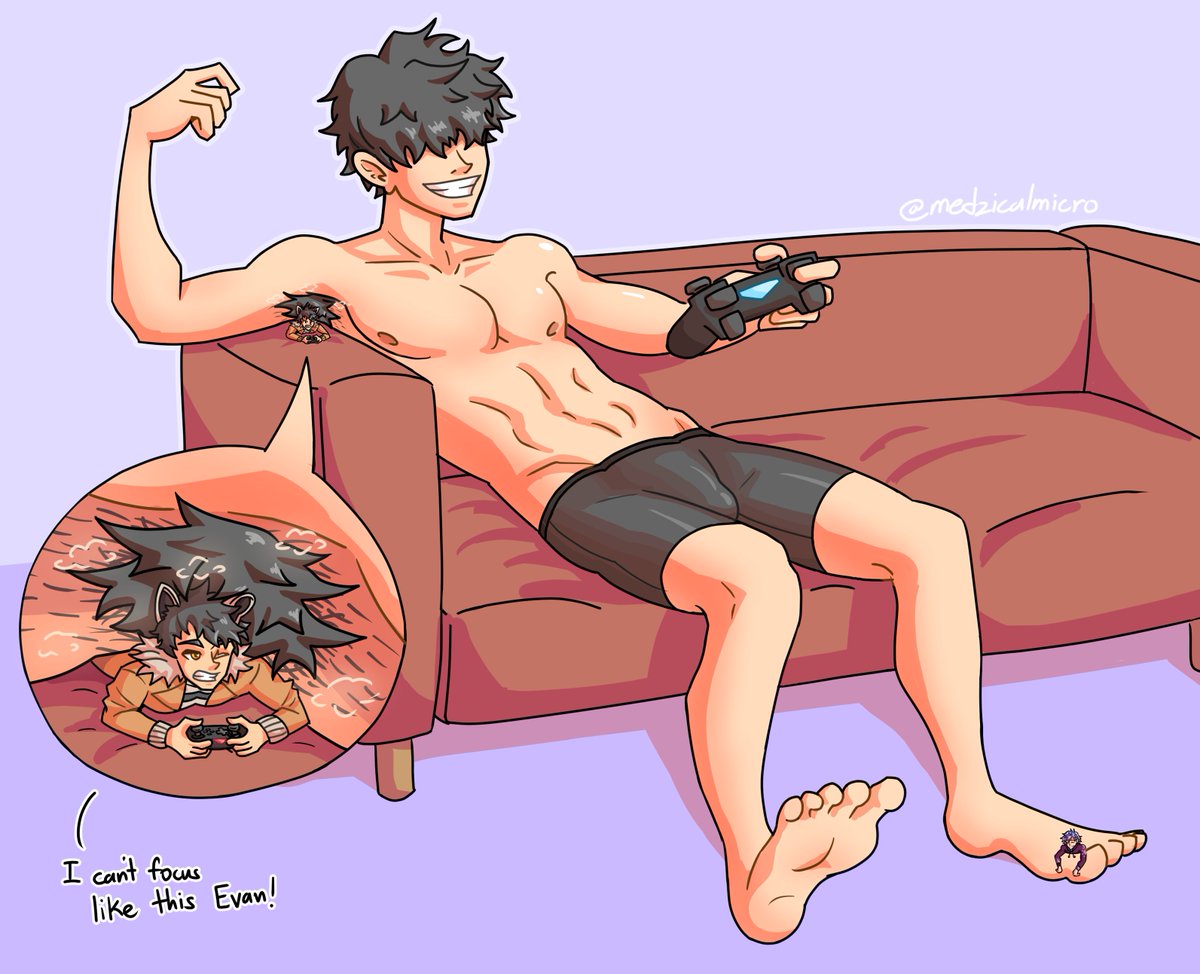 medzicalmicro's tweet photo. CW : a bit of musk
Art Raffle prize for @Micro_Maxy getting heavily distracted while gaming with their boi Evan ๐
#sizetwitter #gianttiny #tinymale https://t.co/rlGsWmL66X