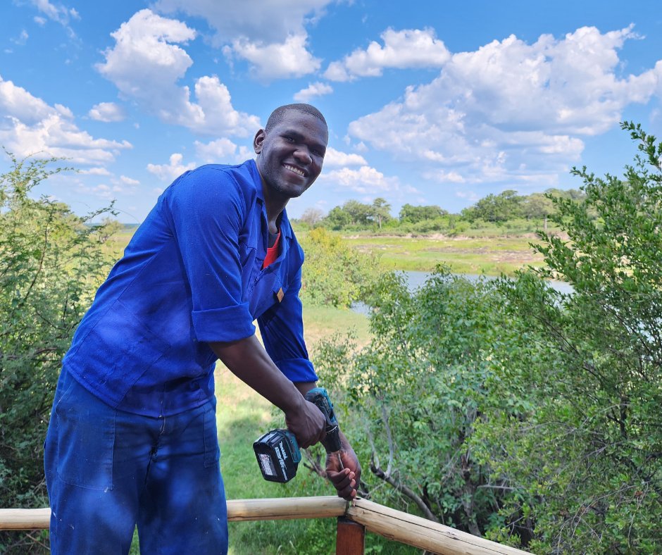 We proudly balance comfort & wilderness at Tongabezi & Sindabezi. None of it would be possible without incredible team members like Gift. He has been part of our family with since 2017 & he hopes to graduate to become a Senior Carpenter within the next 3 years.