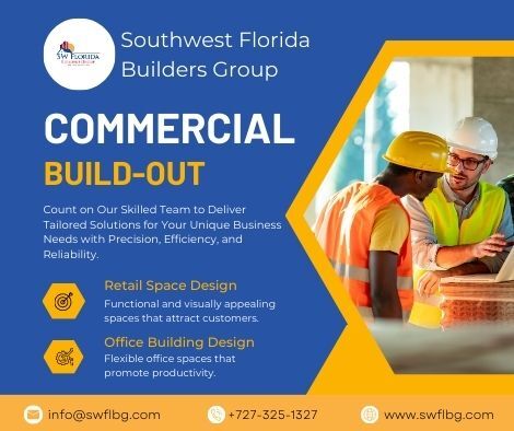 Southwest Florida Builders Group can elevate your commercial space through professional build-out services.  Visit swflbg.com today to discover more of our services or schedule your consultation!

#SouthwestFloridaBuildersGroup #commercialbuildout