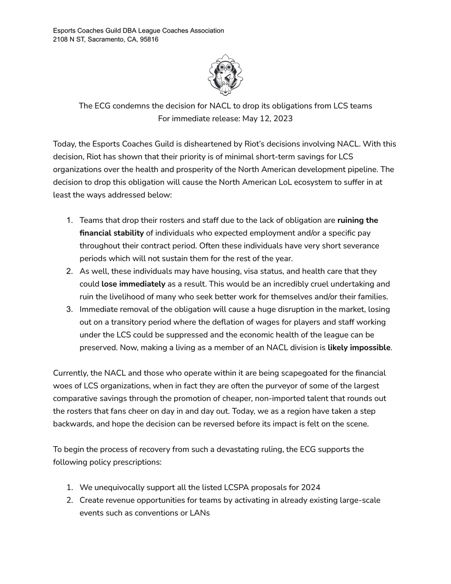 A Step Back for the Region: the ECG's Response to Riot's NACL Rulings