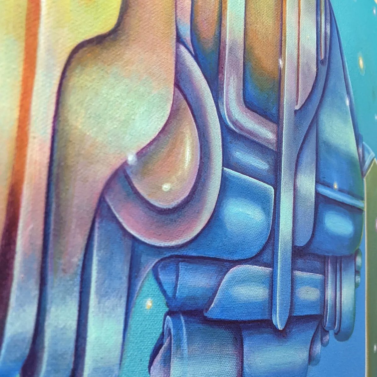 SofiRami2's tweet photo. Presenting my newest completed painting...

"Introspective Odyssey"

I live painted this during the 5th annual @tippernfriendz at @suwanneemusicpark 

I was inspired by Dan Mcpharlin's work and 70s sci Fi illustration. 

https://t.co/1vYrQLXqBH https://t.co/5bVKSp0W6z