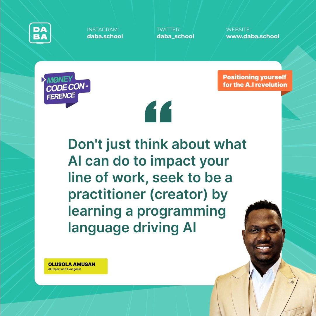 daba_school's tweet photo. If you’re not connected to the #MoneyCodeConference right now…
You’re seriously missing out on life changing information.
#DABAis4 #MCC #AI https://t.co/RNPzI7UFX5