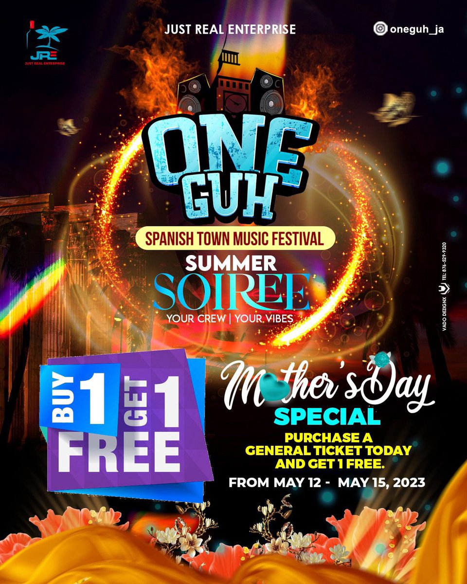 adlsamuda's tweet photo. Celebrate This Mothers Day With Someone Special 💕❤️
BUY 1 GET 1 LOVELY DEAL FOR ONLY $2,000 JMD
Tickets Available At All Outlets
Get Yours Today ‼️💘
Happy Mothers Day 💕
#oneguhparty
#oneguh
#spanishtown
#jre
#justrealenterprise https://t.co/yLkkCzaqVG