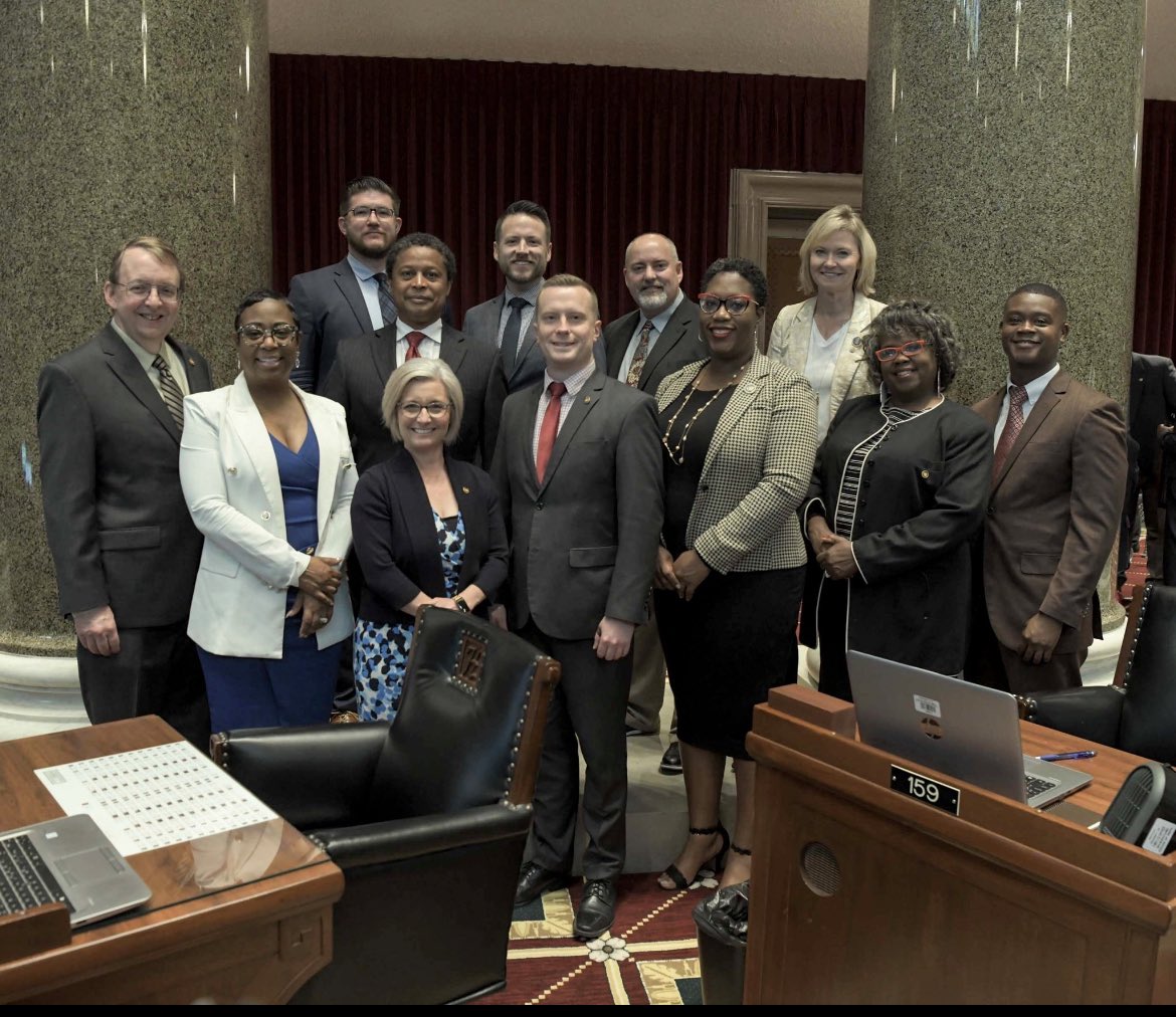 RepChantelle's tweet photo. What an honor and pleasure to serve with this amazing group! The largest freshman dem caucus in over 10yrs! Congratulations on all of the accomplishments made in our first year of legislation! Get ready next session we are coming for you! #freshmeat #demcaucus #moleg https://t.co/Vh8RrDCBZc