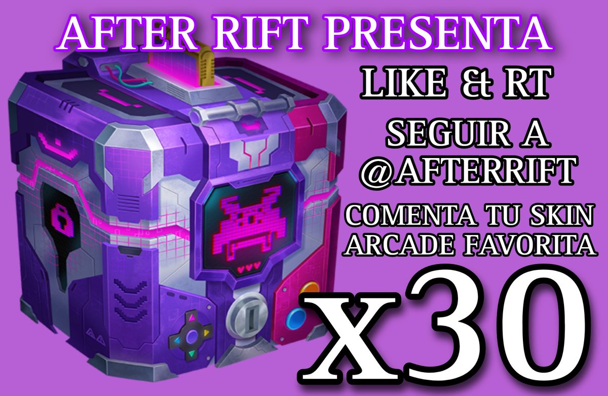 SORTEO DE 30 COFRES ARCADE DE WILD RIFT 🎁

📝 REQUISITOS:

✅ SEGUIR A @AFTERRIFT
✅ DAR RT Y LIKE A ESTE TWEET.
✅ COMENTA TU SKIN ARCADE FAVORITA.

🔥 10 GANADORES EN TOTAL - VÁLIDO PARA TODA AMÉRICA Y ESPAÑA.

📌 TERMINA EL 16/05.
#WildRiftxArcadia #WildRiftPartner